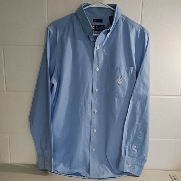 Chaps Blue Casual Button Down Shirt with Classic Style - Picture 11 of 12